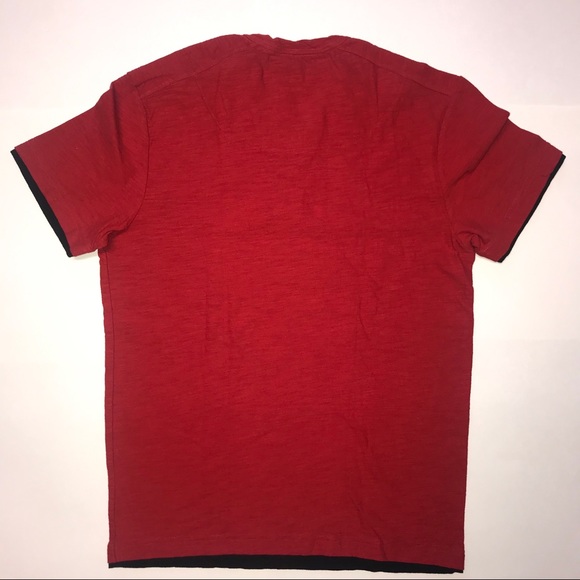 Lightly Used Guess Red with Buttons on neckline Men's Shirt - Medium - Picture 2 of 9